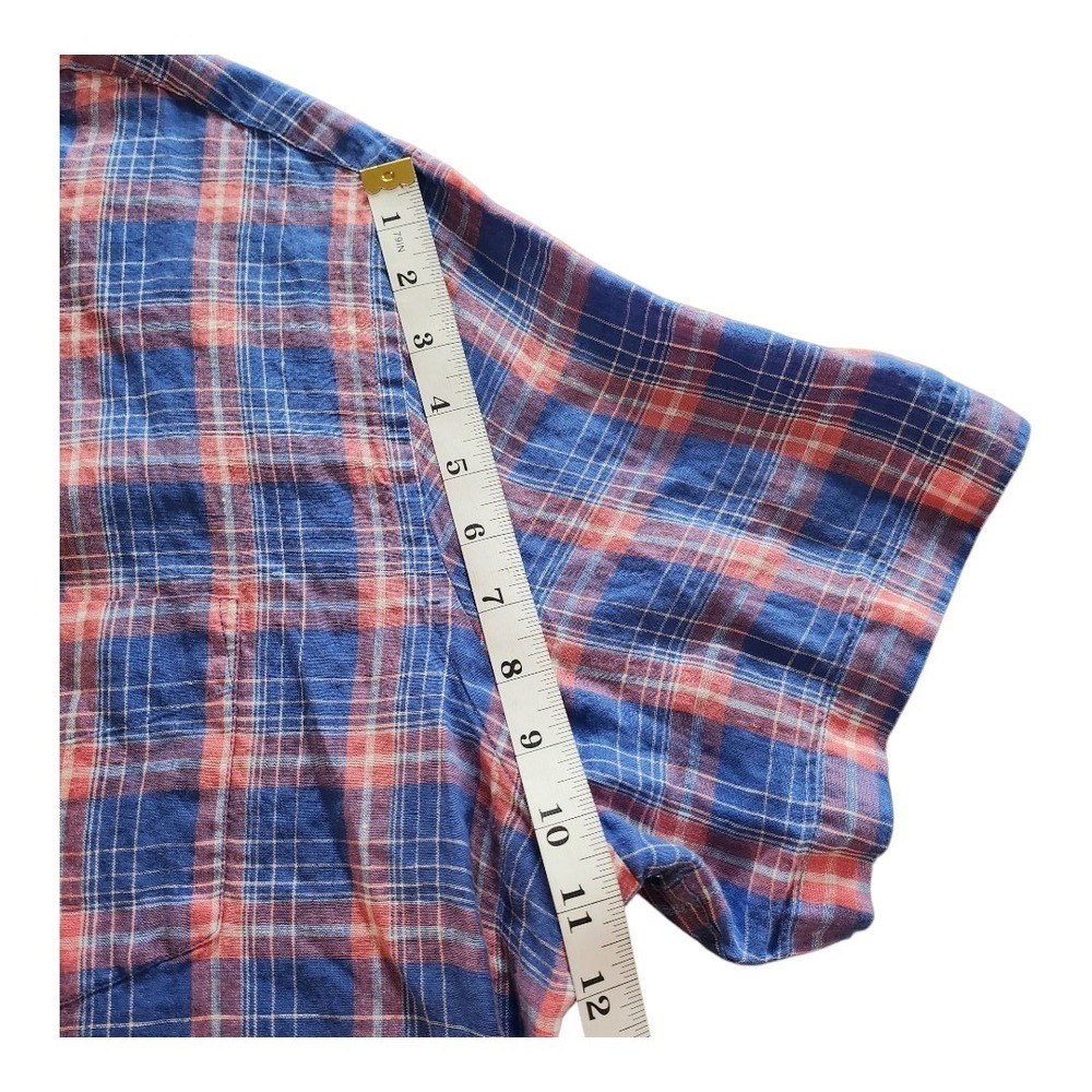 UNTUCKit Shirt Mens Medium Blue Plaid 100% Linen‎ Button Down Size XXL Pink - Picture 6 of 9